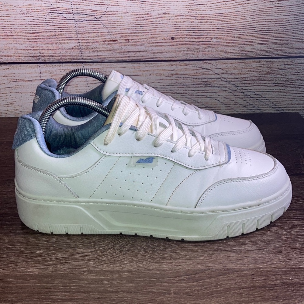 Pre Owned Avia Court Platform Shoes Womens Sz 11 White Blue Chunky Sneakers